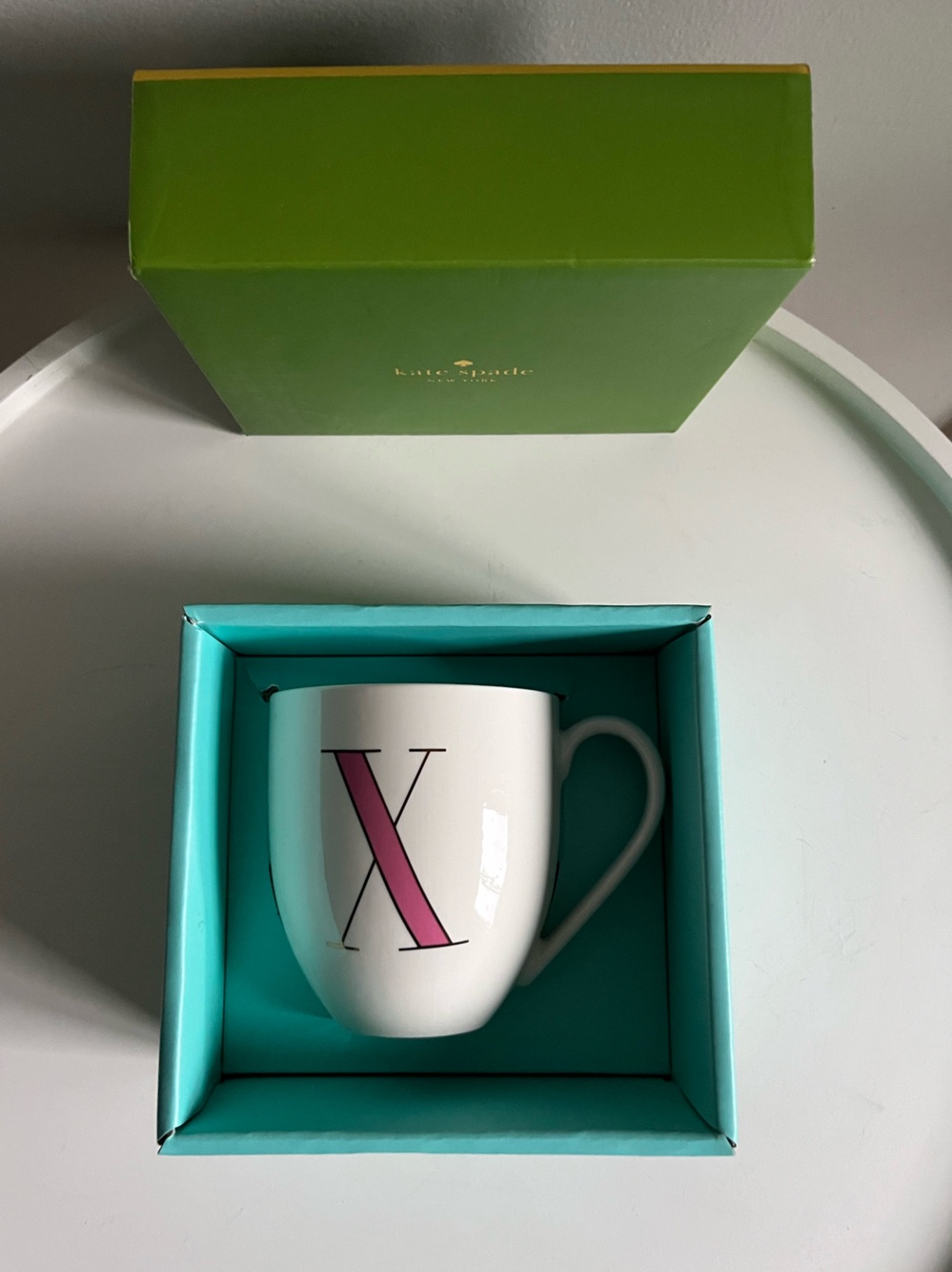 NIB Kate Spade NY & Lenox “It’s Personal” Initial Letter “X” Coffee Tea Mug